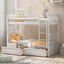 Cama litera de dos camas individuales con cajones - Blanca convertible