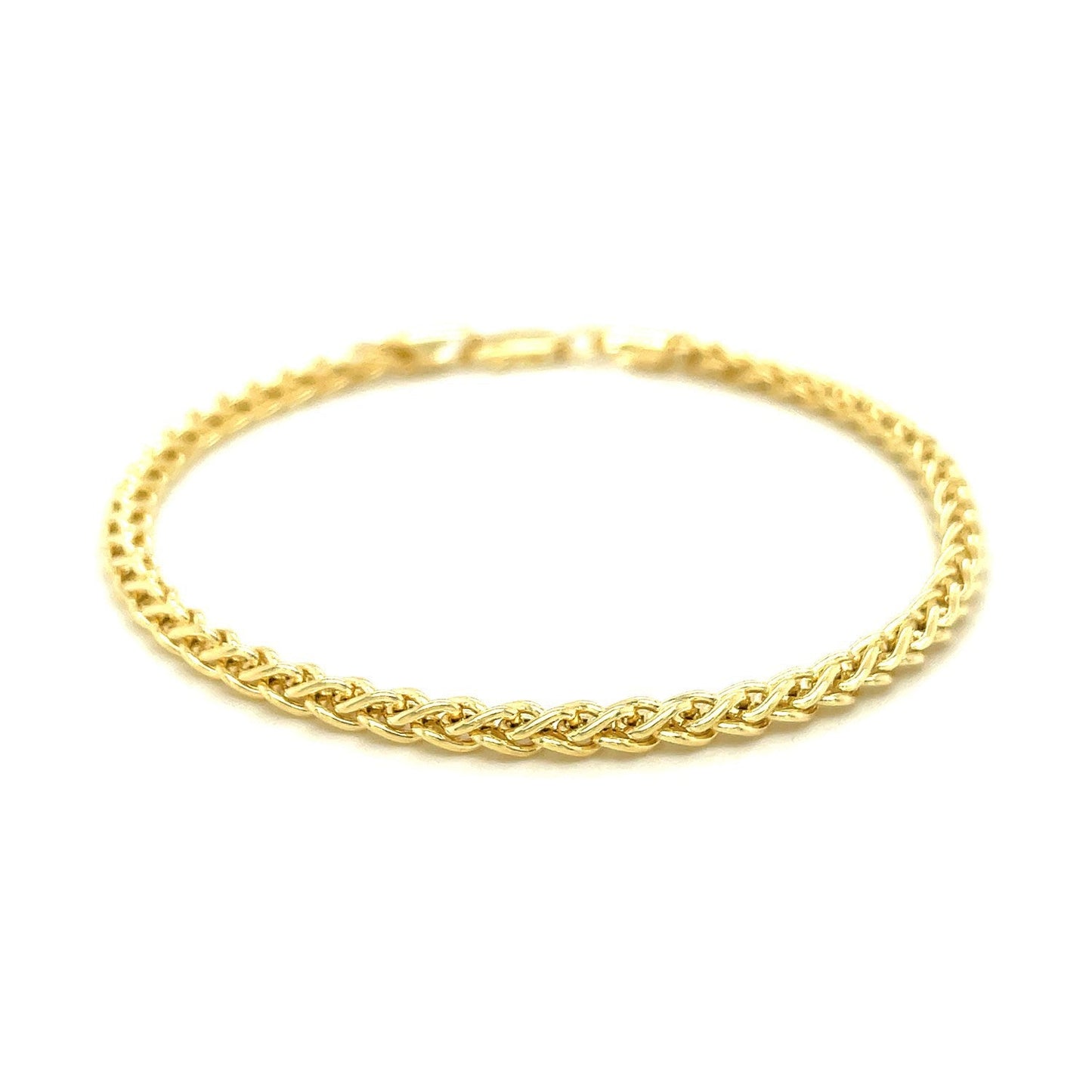 14k Yellow Gold Lightweight Wheat Bracelet - 3.3mm