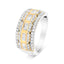 Bague en diamant multi-rang Art Déco en or blanc et jaune 10K - Taille 7