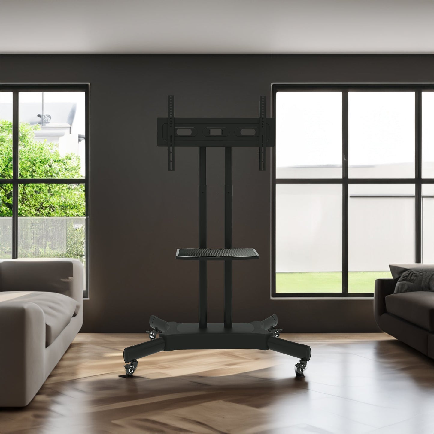 FANCO Universal Rotating TV Stand, suitable for 32-80 inch TVs, with adjustable tilt height and maximum VESA 600x400mm (black) - Korvel