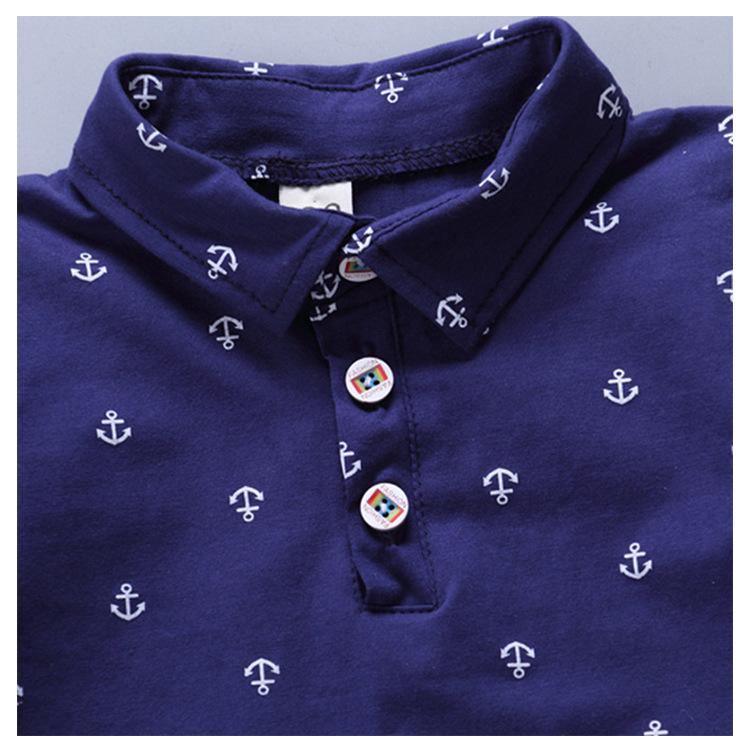 Conjunto de Camiseta y Pantalones Cortos con Estampado de Ancla para Bebés Niños Elegantes