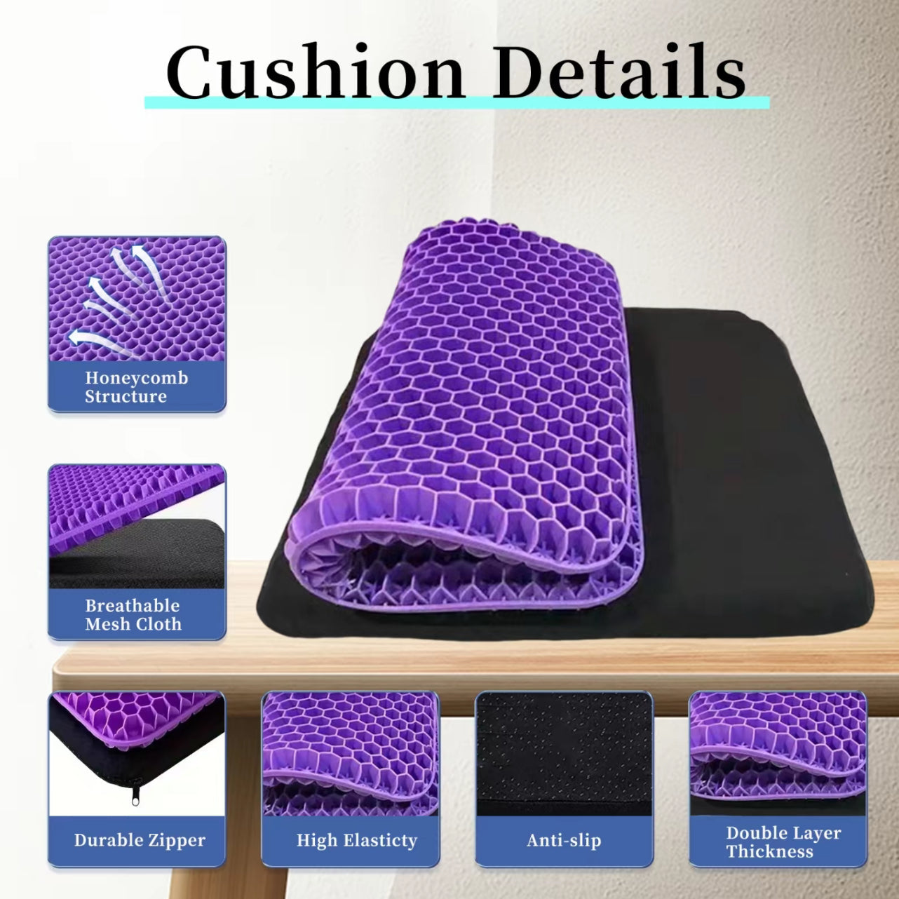 Cojín de Gel ComfortHive para un Soporte de Asiento Mejorado