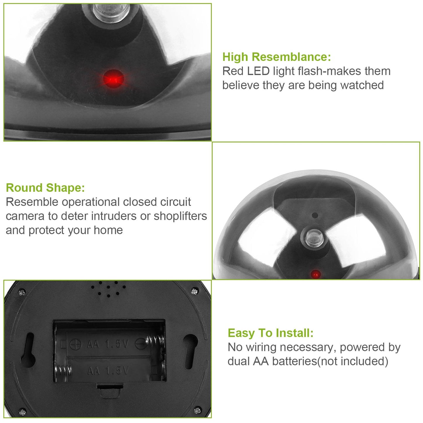 Paquete de 4 cámaras de seguridad simuladas realistas con luces LED