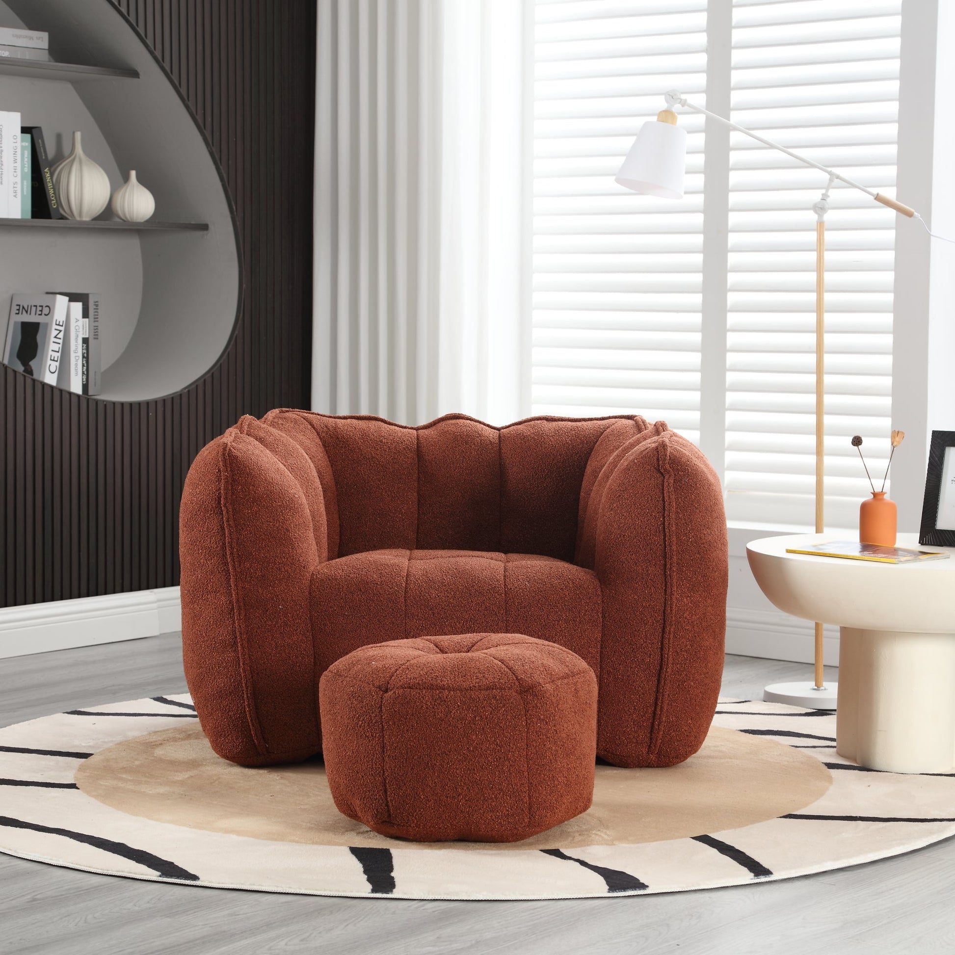 Soft Bean Bag Chair with High Resilient Foam(Chips)for living room and bedroom Comfortable Square Lazy Sofa with  Footstool - Korvel