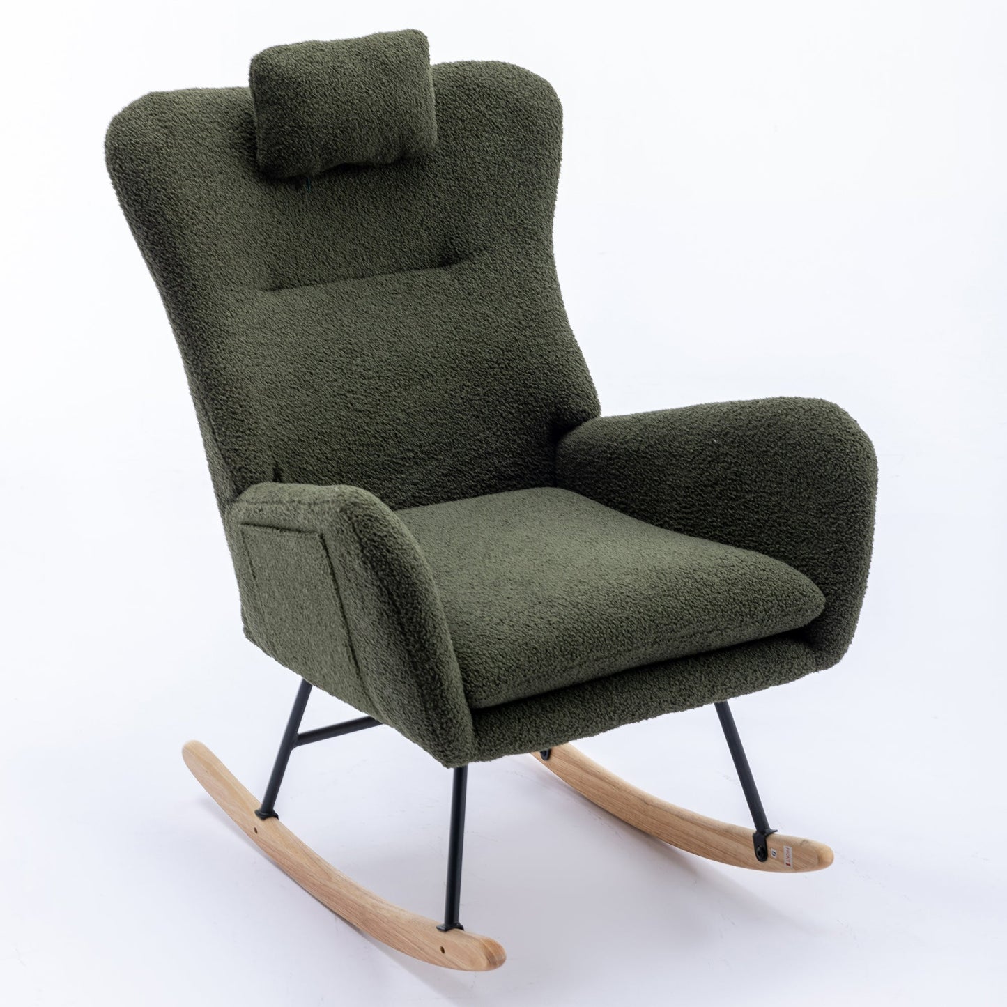 35.5-Inch Soft Teddy Fabric Rocking Chair with Pockets