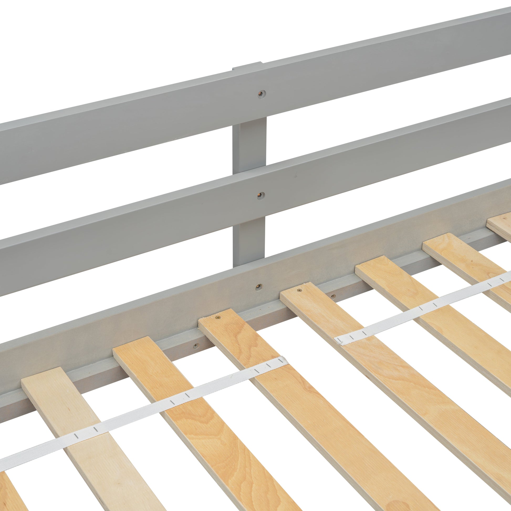 Twin High Loft Bed with Ladder landing Platform, Ladders, Guardrails,Grey - Korvel