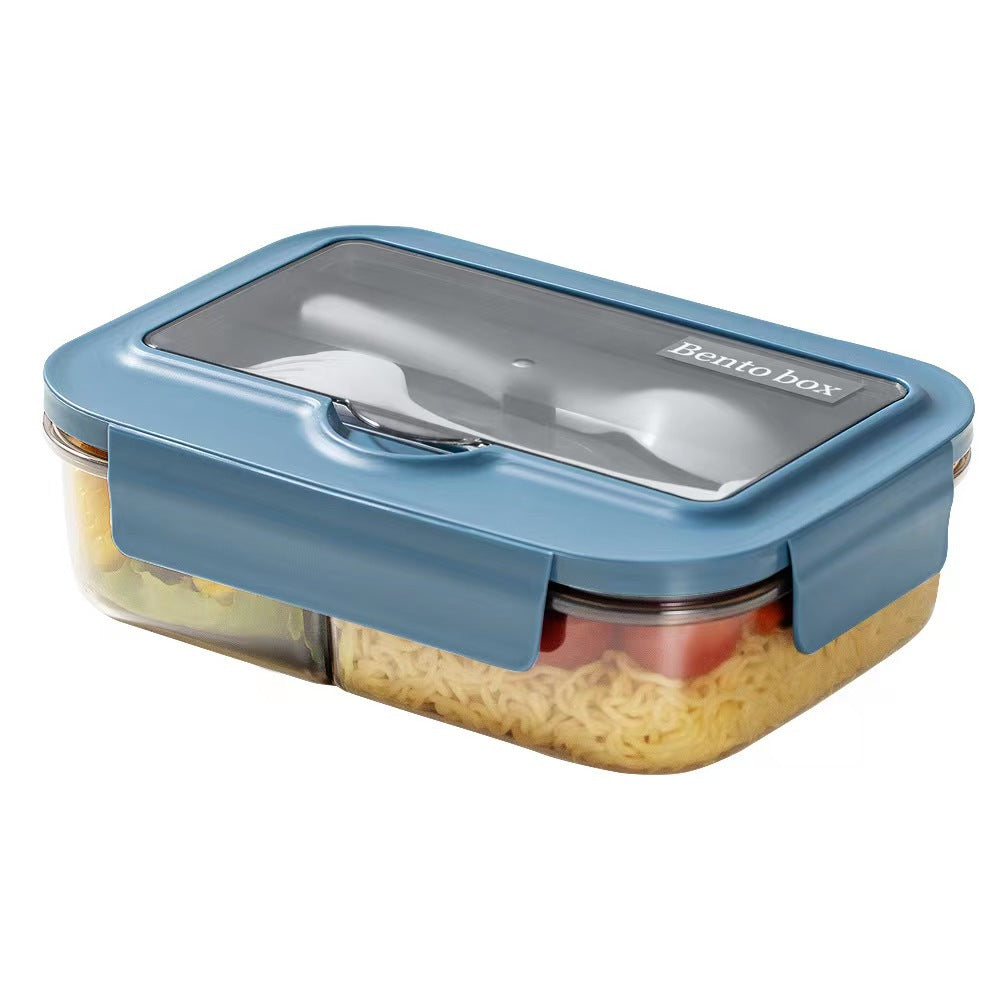 Japanese style microwaveable lunch box with compartments and cutlery - Korvel