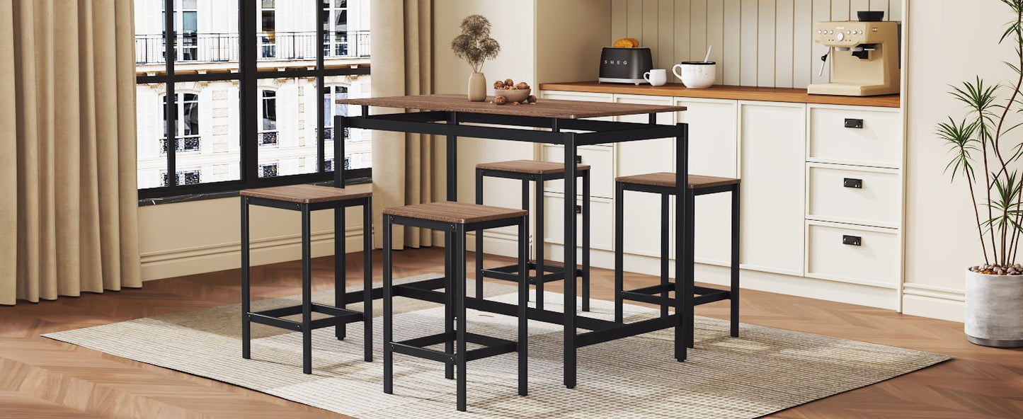 TREXM 5-Piece Compact Bar Table Set - Modern Industrial Design