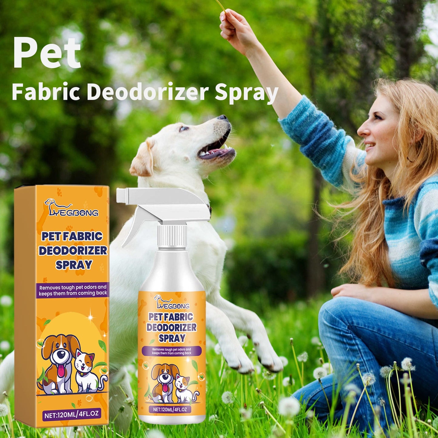 Spray désodorisant en tissu pour animaux de compagnie premium pour un air intérieur frais