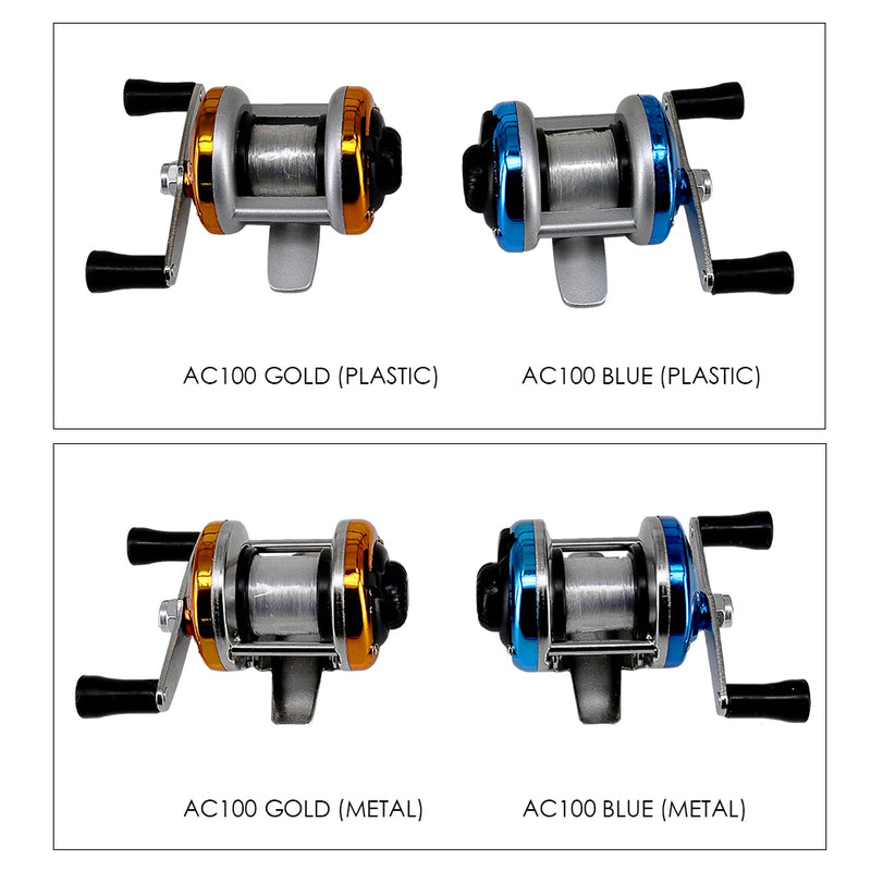 Mini Metal/Plasticl Drum Fishing wheel Portable Winter Ice Fishing Reel Wheel with Wire Outdoor Tackle fishing Accessories - Korvel