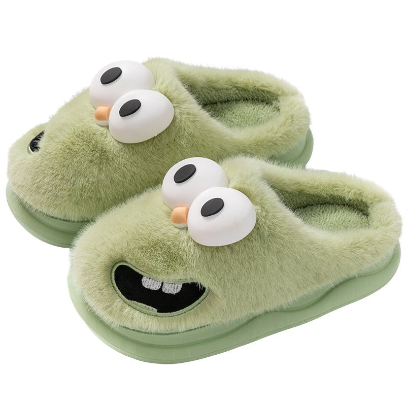 Cozy Cartoon Big Eye Dog Cotton Slippers for Women