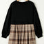 Vintage Plaid Round Neck Long Sleeve Mini Dress Cozy & Stylish Dress Retro Design Dress For Party - Korvel