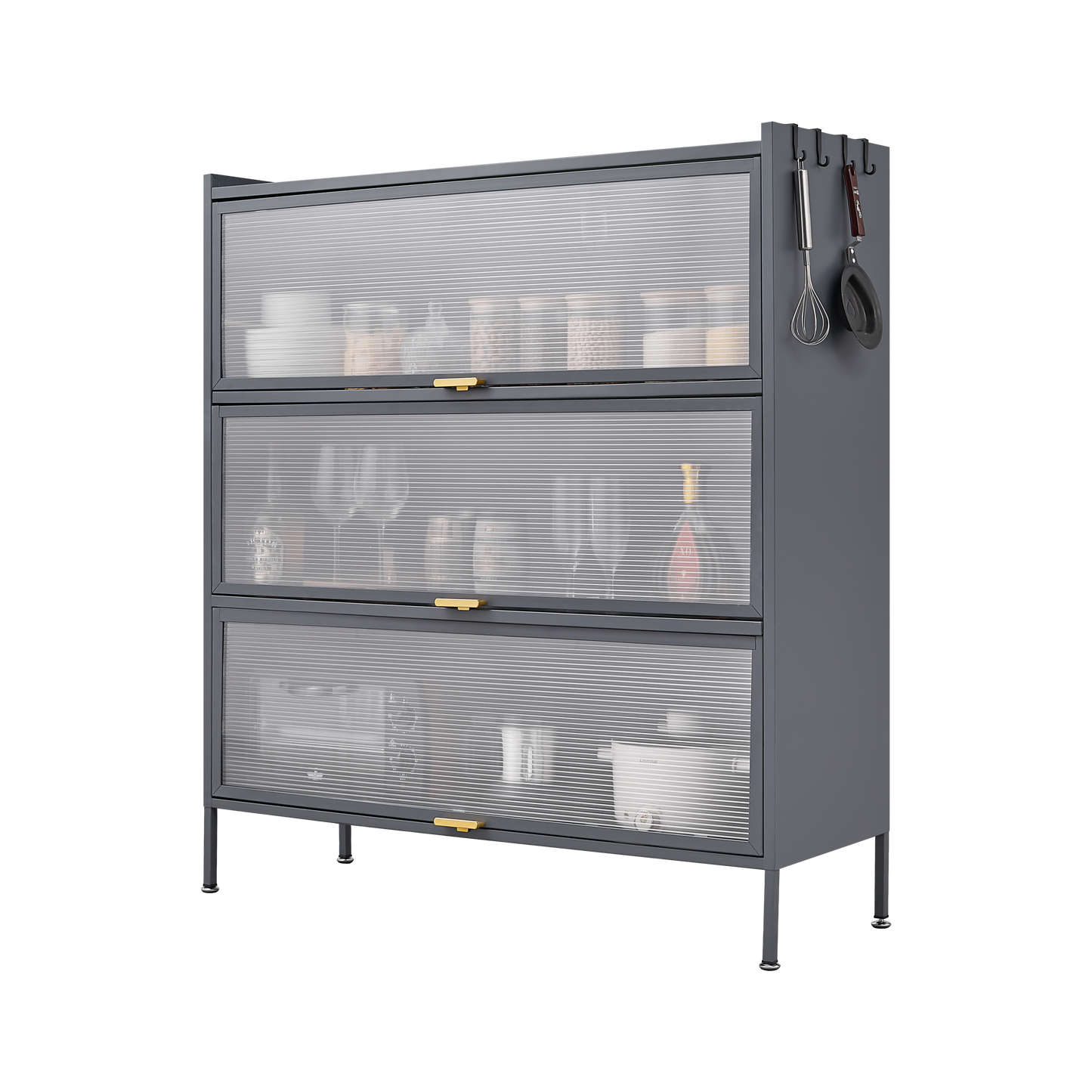 3 Tier Pantry Storage Cabinet Baker Racks for Kitchen with Storage Kitchen Pantry Storage Cabinet Microwave Rack Storage Rack - Korvel
