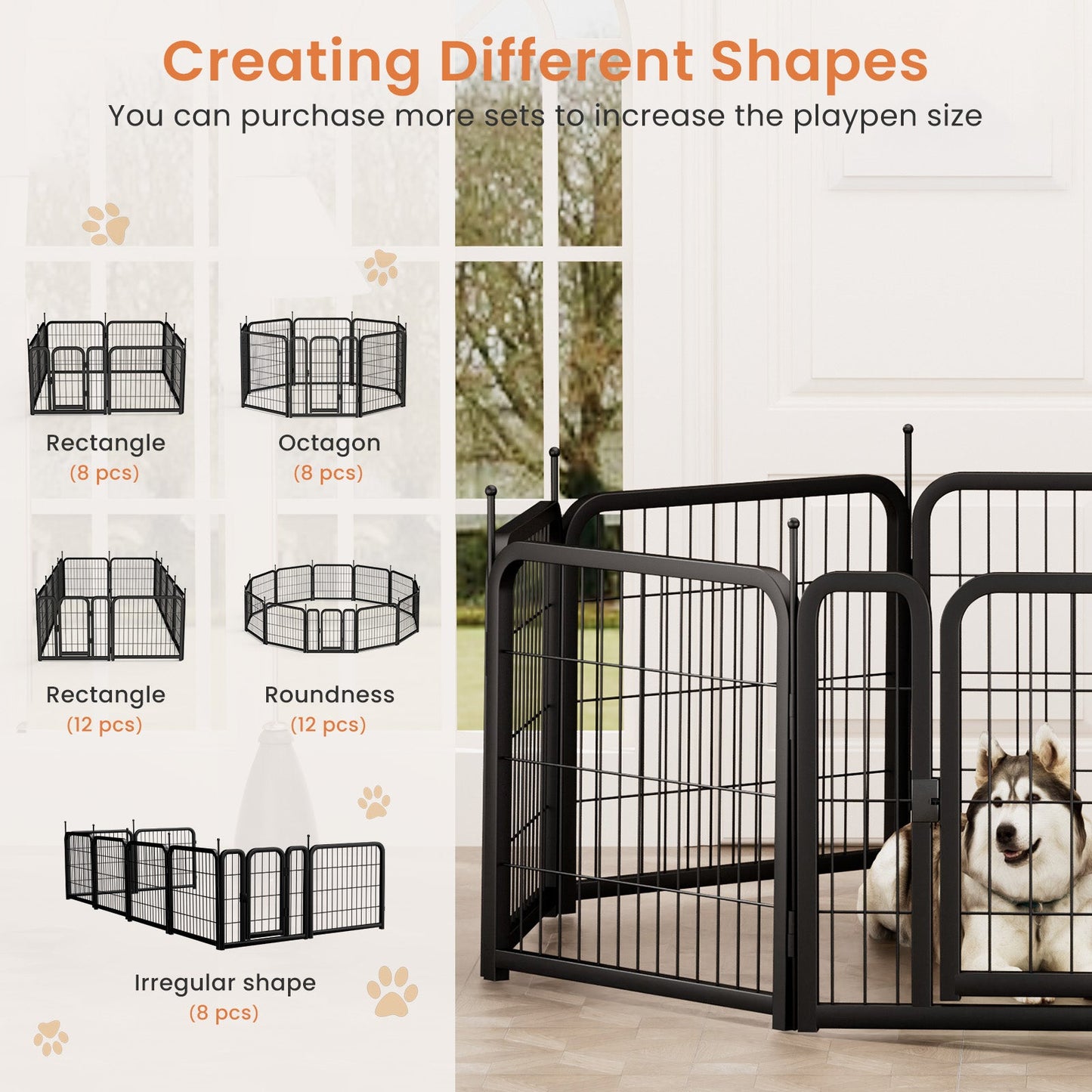 Parque para perros portátil de 12 piezas - Cerca interior/exterior de 24"