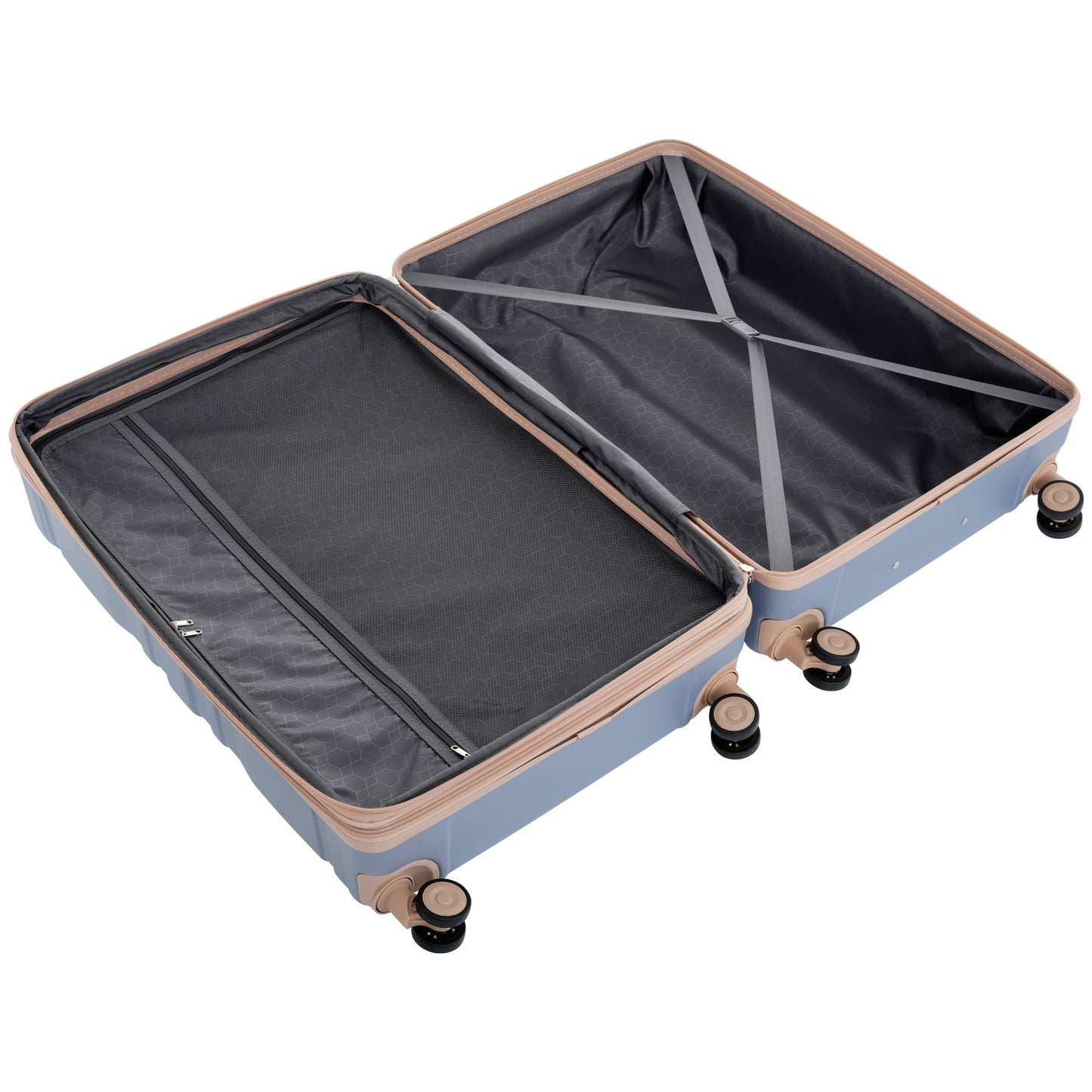 Luggage Sets New Model Expandable ABS Hardshell 3pcs Clearance Luggage (light blue and golden) - Korvel