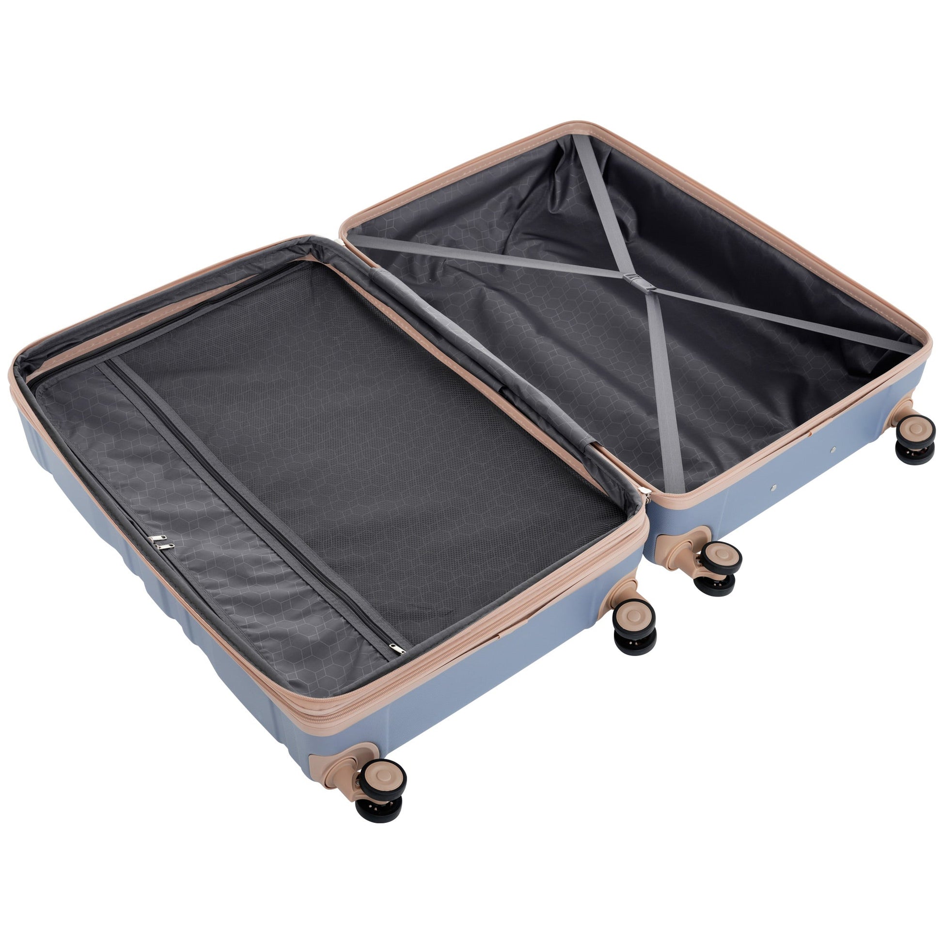 Luggage Sets New Model Expandable ABS Hardshell 3pcs Clearance Luggage (light blue and golden) - Korvel