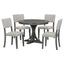 TREXM Five Piece Retro Round Dining Table Set with Curved Brackets and 4 Restaurant Cushioned Chairs (Dark Gray) - Korvel