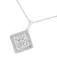 Collar con colgante cuadrado de diamante en oro blanco de 10KT