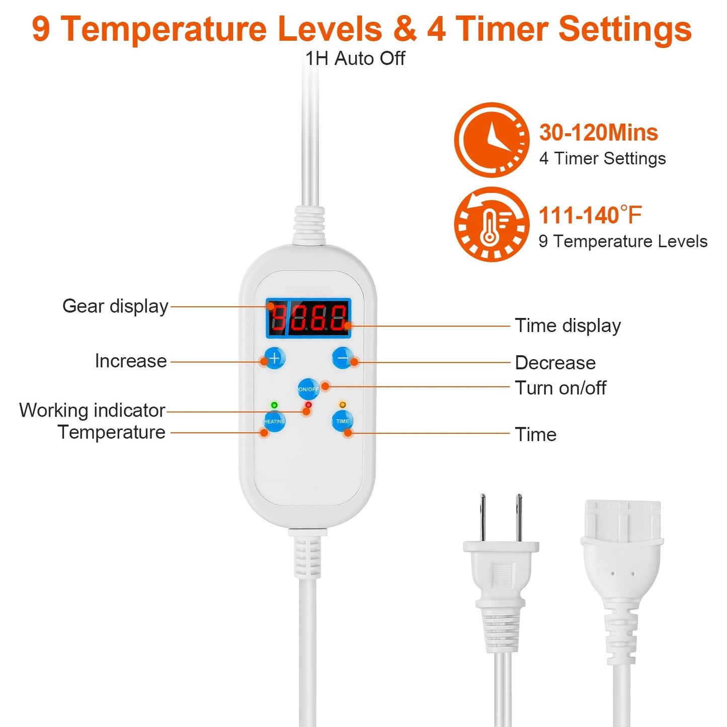 Electric Heating Pad for Pain Relief - 22.8x11.4 inches