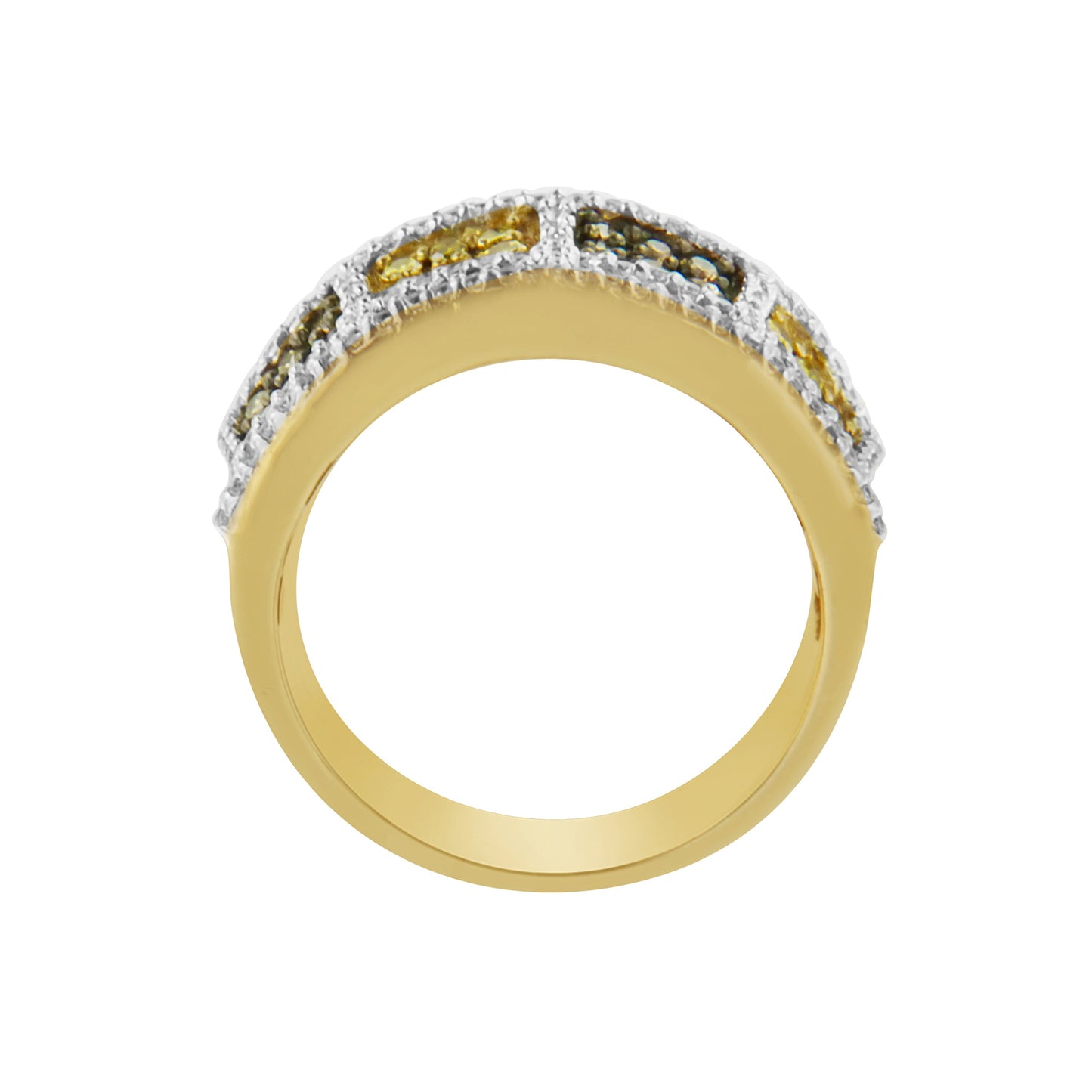 Anillo de Banda de Diamantes de Oro Amarillo de 14KT con Diamantes Champagne y Amarillos