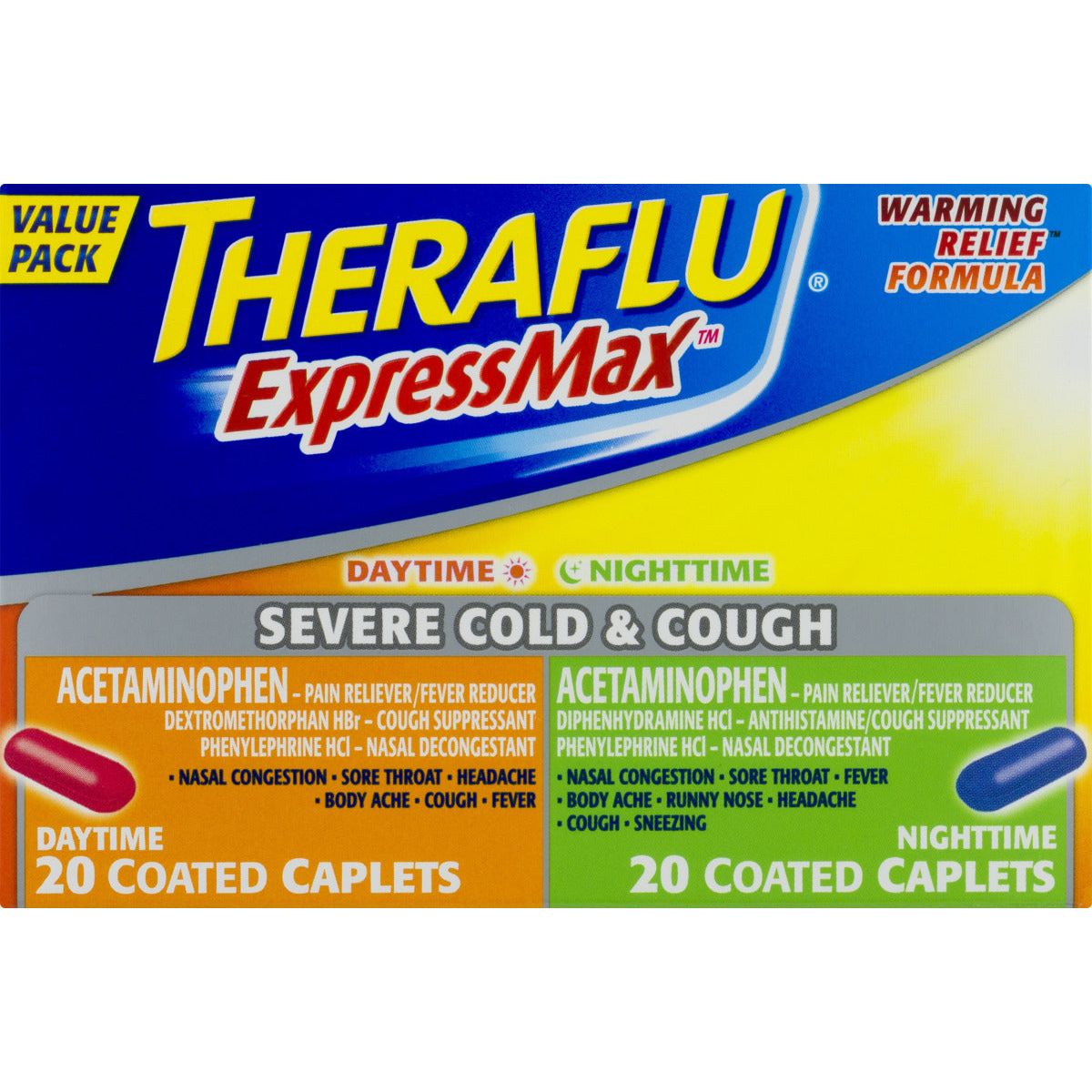 Theraflu ExpressMax Daytime & Nighttime Severe Cold & Cough Caplets - 40ct