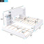 Full Size Storage Platform Bed with Pull Out Shelves and Twin Size Trundle, White - Korvel