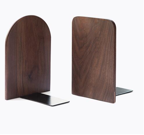 Solid beech wood book end natural wood walnut bookend home storage bookshelf decor bookstop natural wood crafts - Korvel