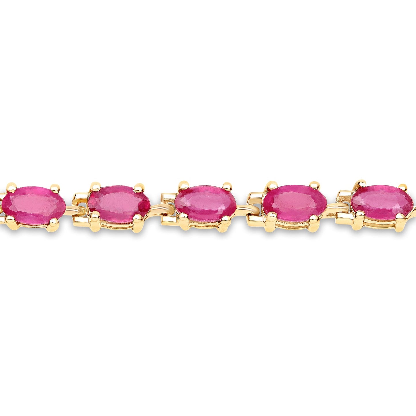Bracelet de tennis en argent sterling plaqué or jaune 14K avec rubis