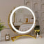 Round Black LED Makeup Mirror for Dressing Table
