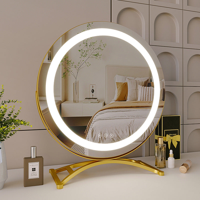 Round Black LED Makeup Mirror for Dressing Table