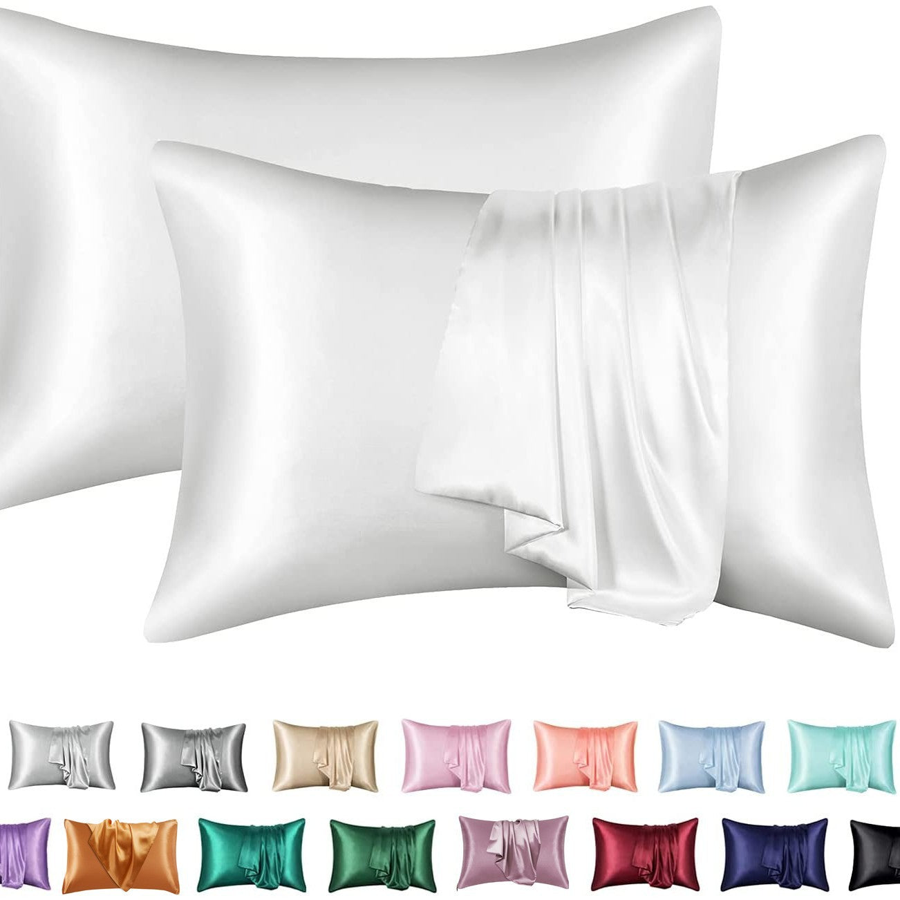 Simulation silk solid color polyester pillowcase envelope pillow pillow cases pillow pair multi-color - Korvel