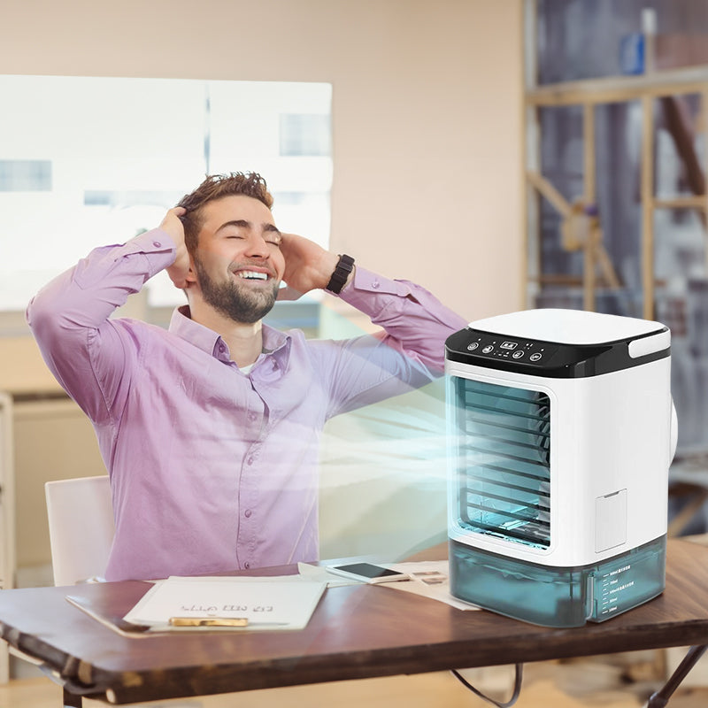 3-speed Portable Mini Air Cooler (900ML Tank) - Fan & Humidifier. For bedroom/office. - Korvel