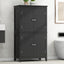 Elegant Black Bathroom Floor Storage Cabinet with Adjustable Shelves