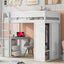 Wood Twin Size Loft Bed with Wardrobes and 2-Drawer Desk with Cabinet  White - Korvel