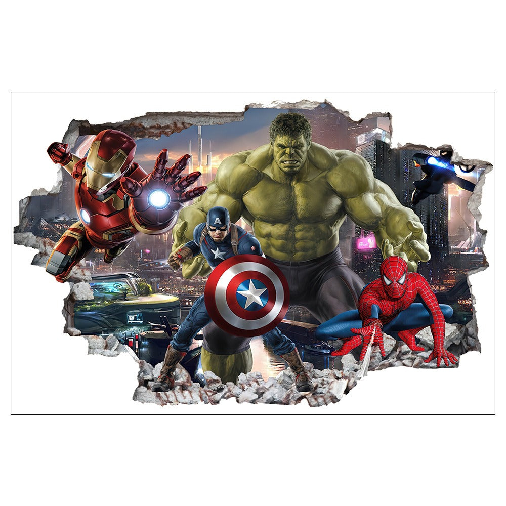 Marvel League of Legends Captain America Iron Man Batman Hulk Boy Bedroom Living Room Decoration Self Adhesive Wall - Korvel