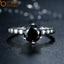 BAMOER Black Cubic Zirconia Finger Ring - Elegant Wedding Jewelry