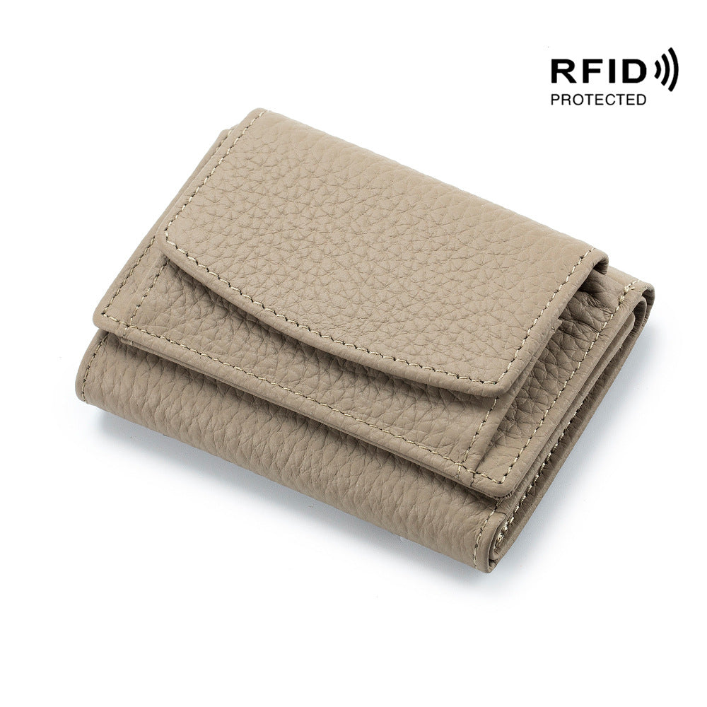 Cartera Mini de Cuero Genuino para Mujeres con Protección RFID