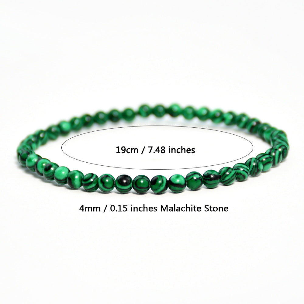 Vintage malachite beaded bracelet stacking style green bracelet men and women elastic jewelry - Korvel