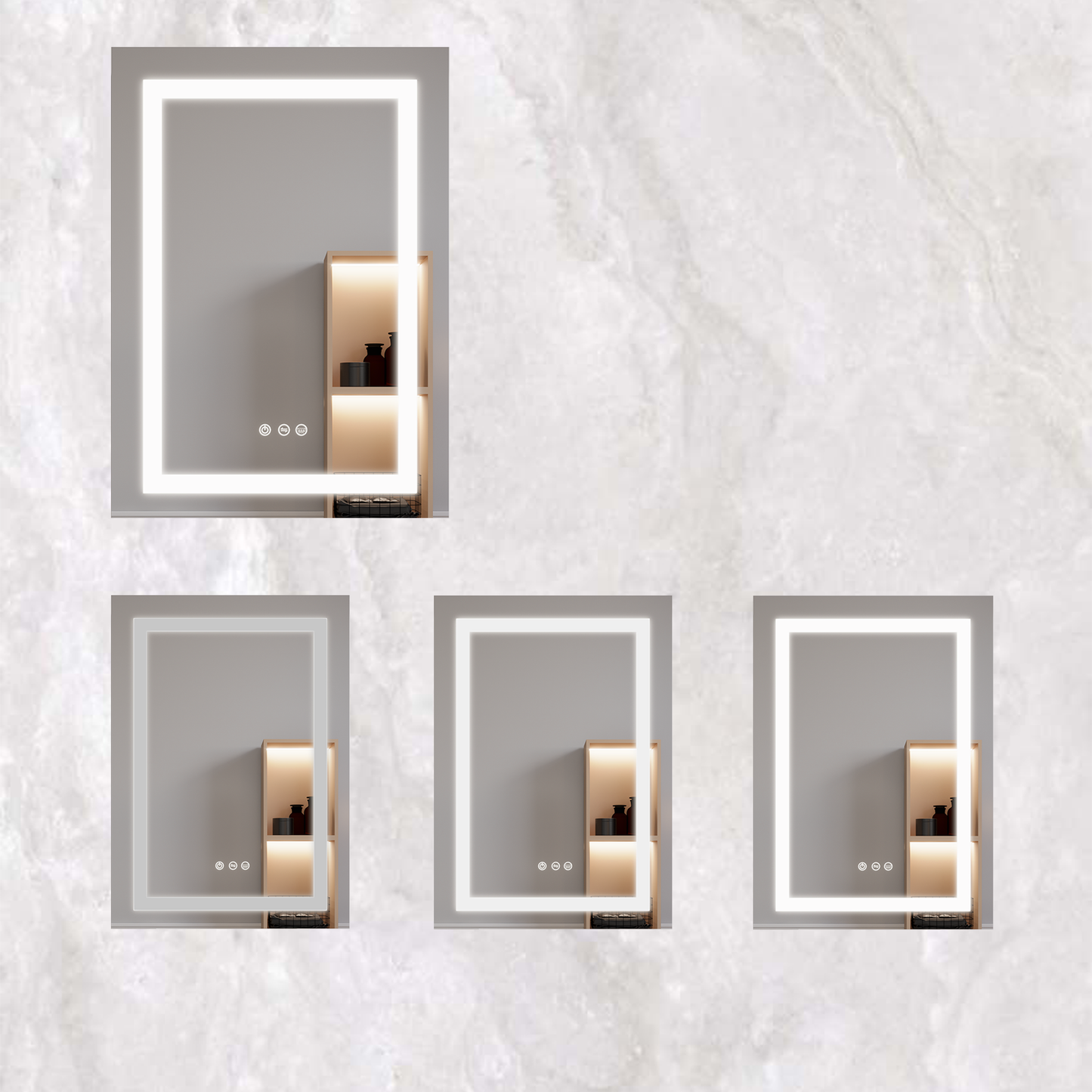 26x20 inch(Left Door) bathroom medicine cabinet with LED mirror 3000K~6000K single door lighting bathroom cabinet with touch switch adjusta - Korvel