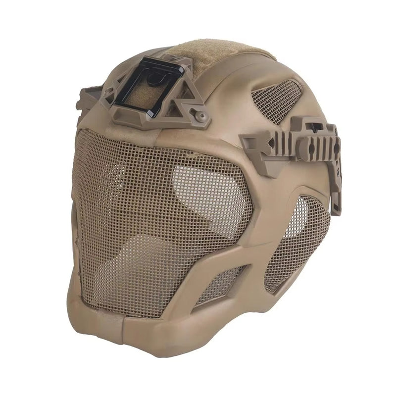 Lightweight EVA tactical helmet for hunting, airsoft, etc. Steel mesh mask included, good for cosplay. - Korvel