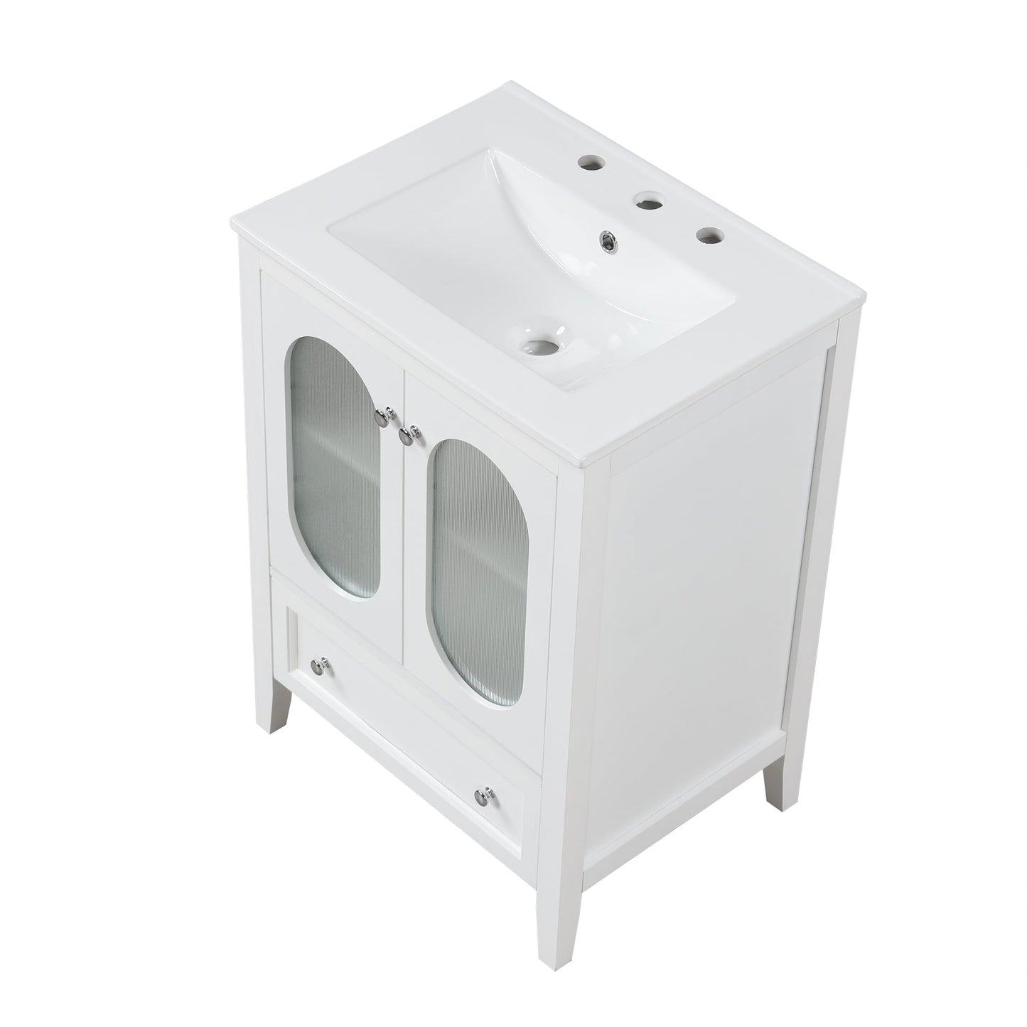 Meuble de salle de bain blanc de 24" avec lavabo et rangement