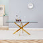 Plateau de Table en Verre Transparent Premium avec Accents Dorés