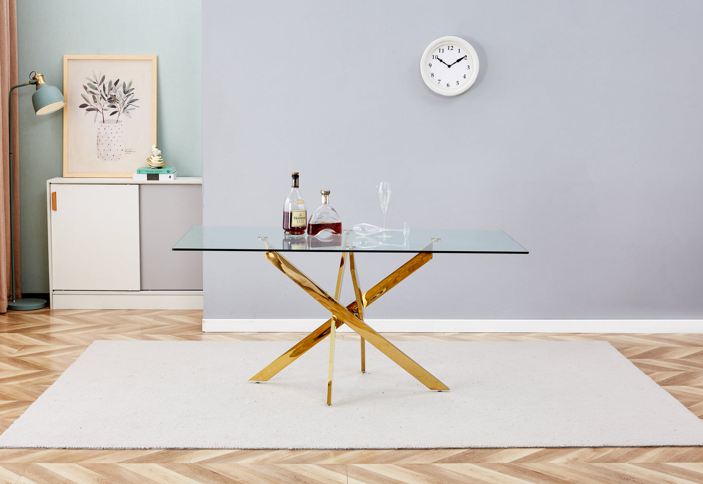 Plateau de Table en Verre Transparent Premium avec Accents Dorés