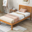 Elegant Twin Platform Bed Frame with Headboard - Oak Finish