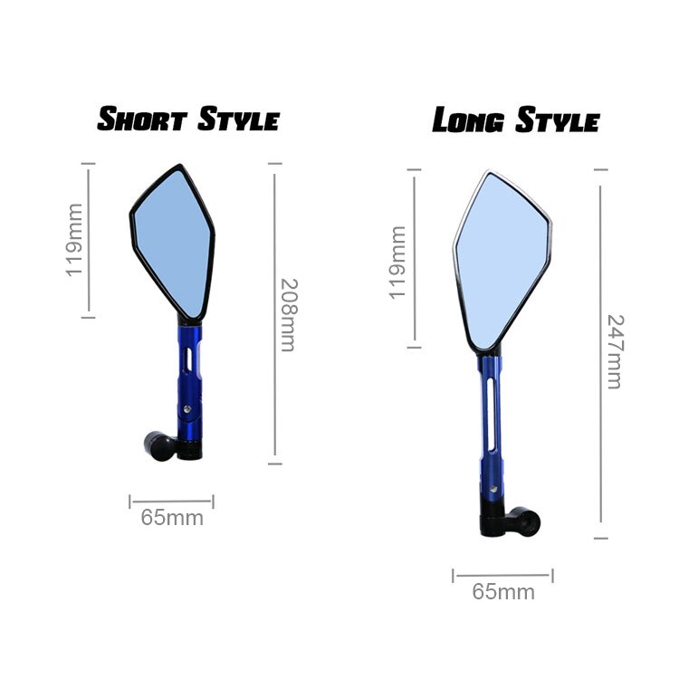 Universal CNC Aluminum Motorcycle Handlebar Rear View Mirrors Blue Anti-glare Mirror for Honda Yamaha Suzuki Scooter ktm - Korvel