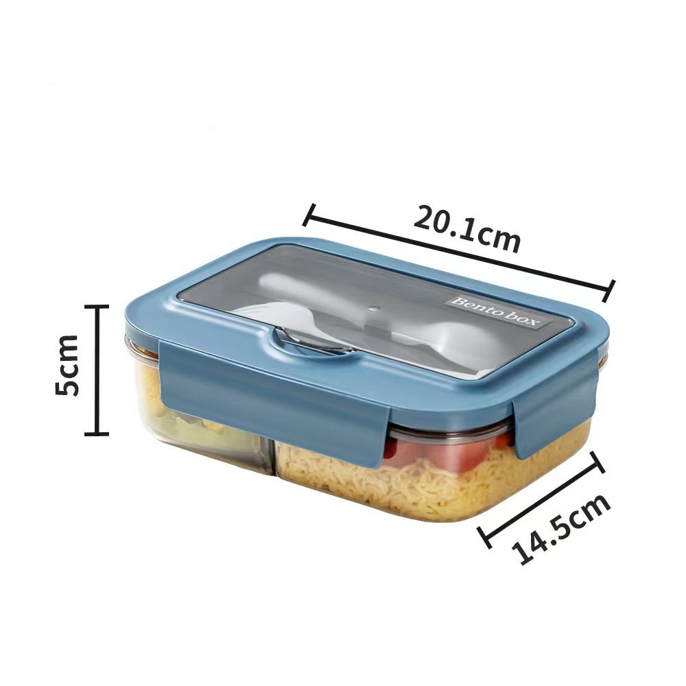 Japanese style microwaveable lunch box with compartments and cutlery - Korvel