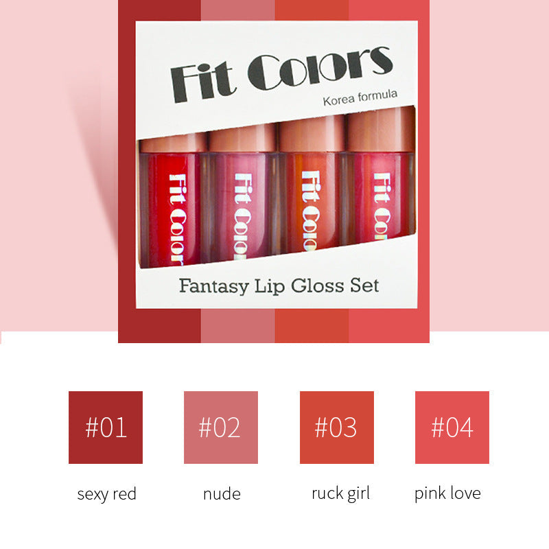 Fit Colors Matte Velvet Moisturizing Lip Gloss Lip Glaze Lipstick 4 Travel Small Set - Korvel