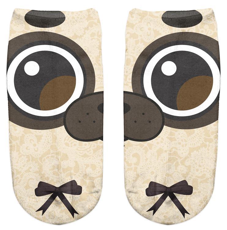 Calcetines invisibles para mujer con estampado de animales en 3D