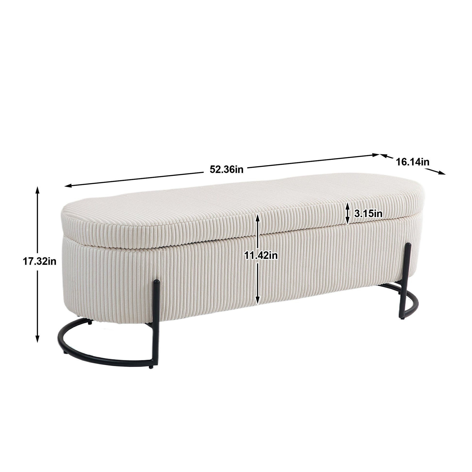 COOLMOR storage Ottoman chair with safety hinge and soft cushion fabric storage Ottoman stool (beige) - Korvel
