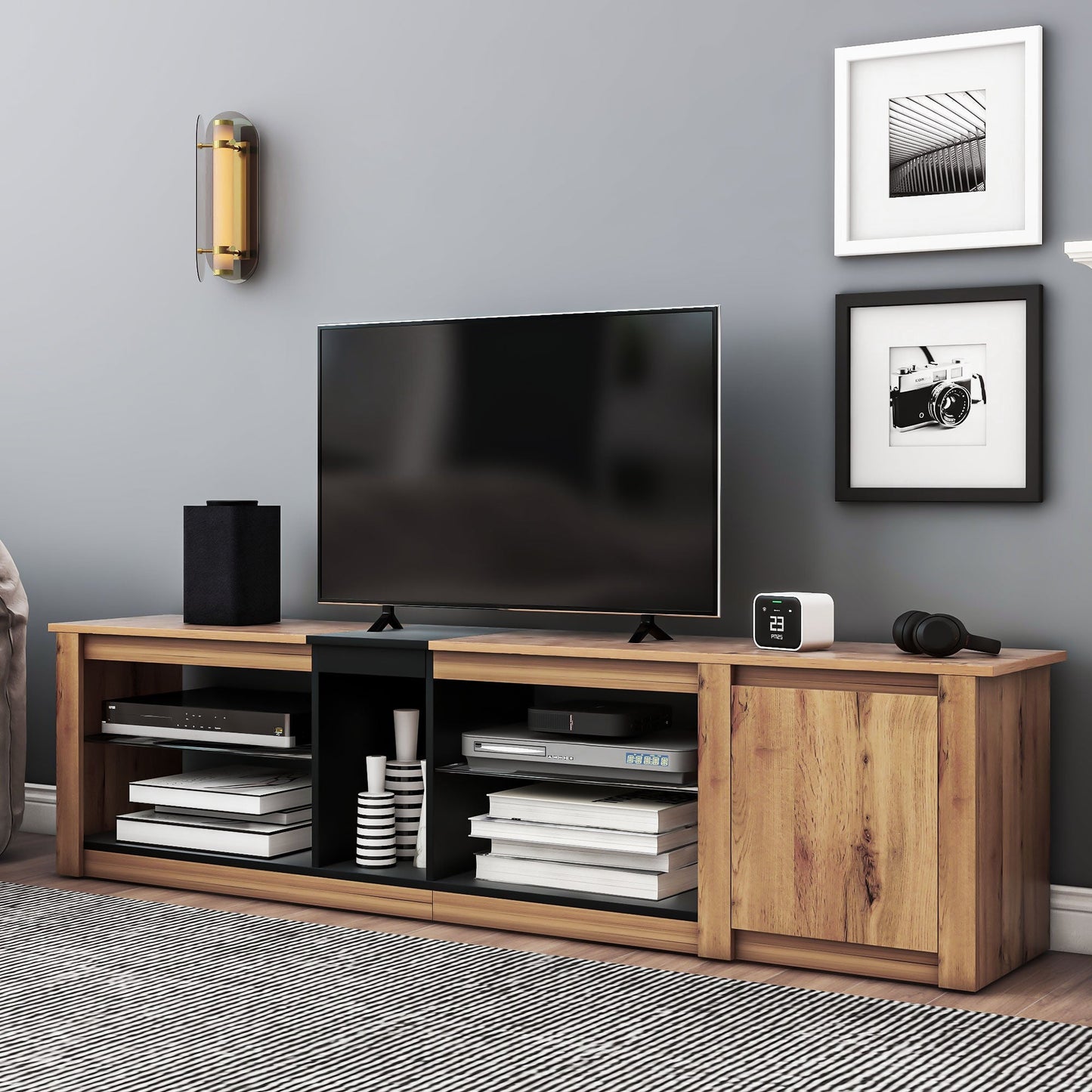 Meuble TV moderne pour téléviseurs jusqu'à 80 pouces avec éclairage LED
